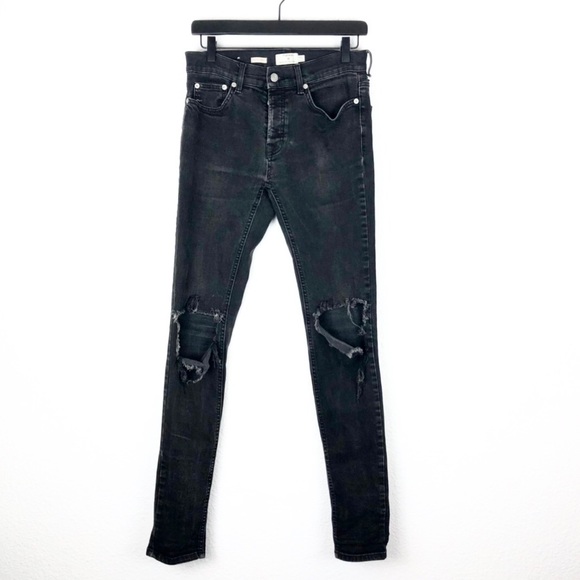 Topman Other - Topman Skinny Stretch Jeans Distress Black Button